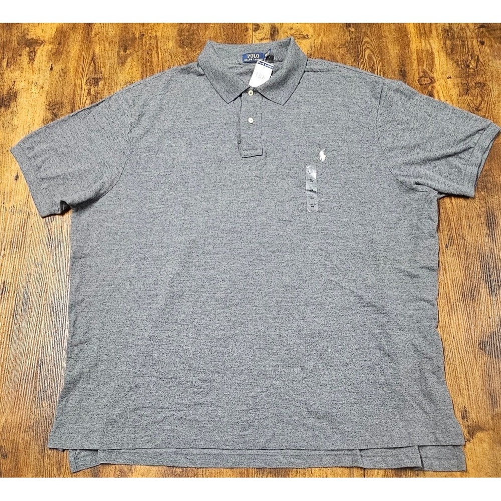 Polo Ralph Lauren Mens Gray Short Sleeve Pique Polo Shirt Big & Tall 4XB